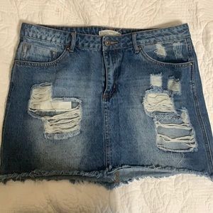 Distressed blue Jean skirt